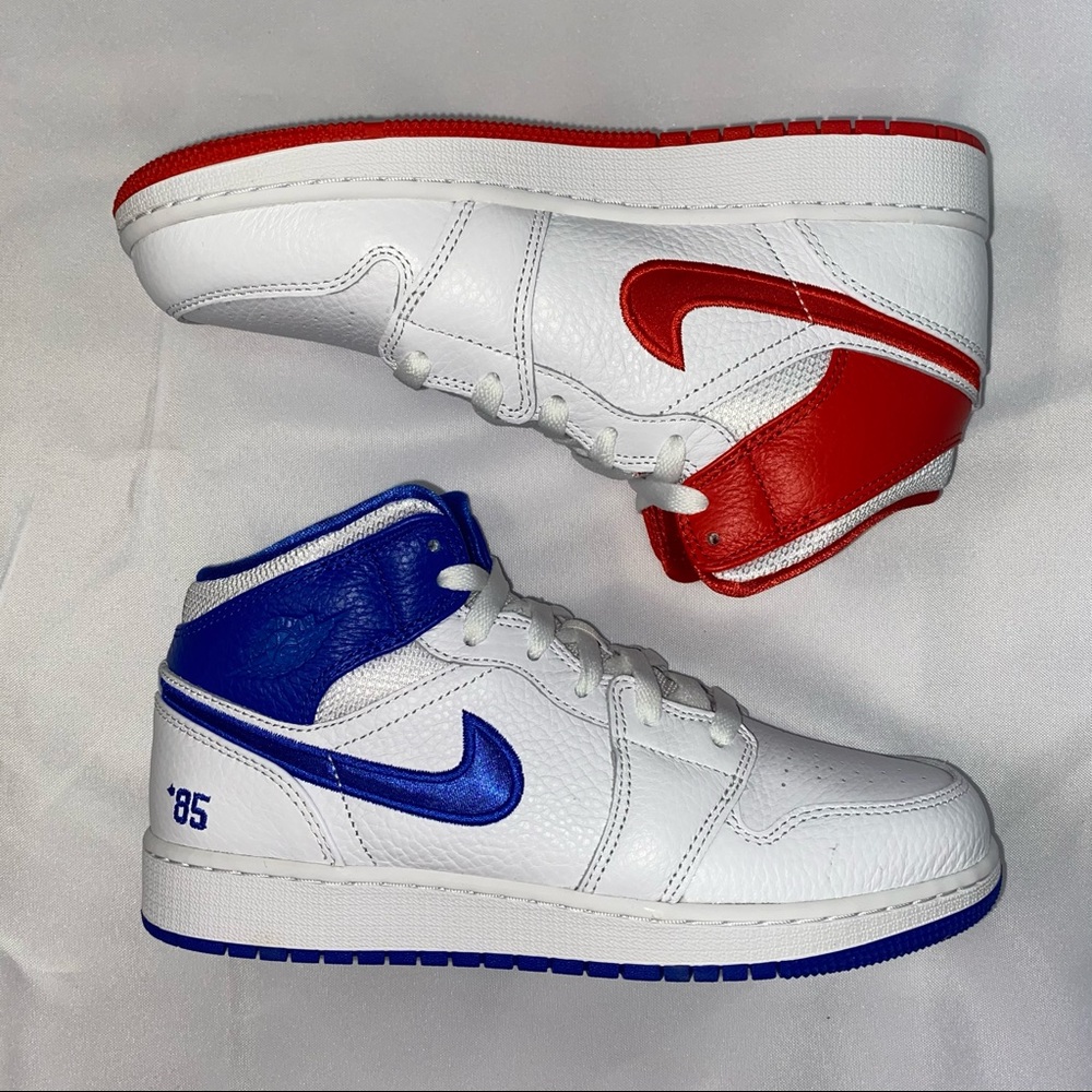 Nike Air Jordan 1 Mid GS ‘85 Blue and Red 6.5Y 8W - Picture 2 of 6